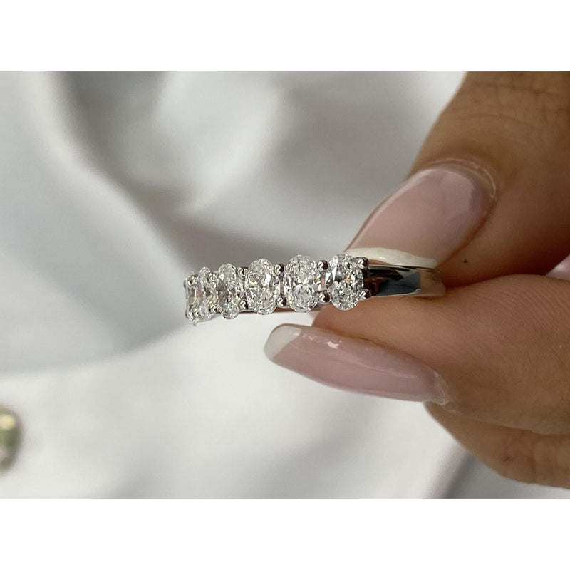 Diamond 7 Stone Ring 1.07 Carat White Gold 14K