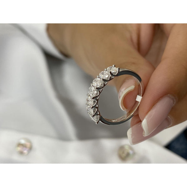 Diamond 7 Stone Ring 1.07 Carat White Gold 14K