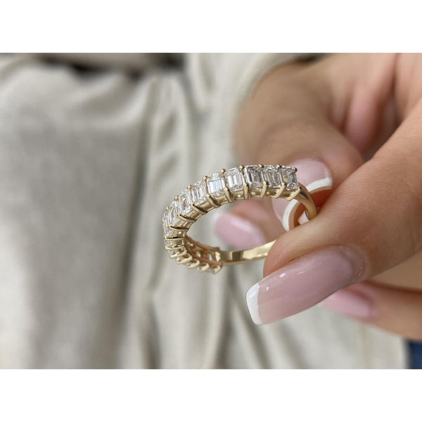 Diamond Half Eternity Band 1.61 Carat Yellow Gold 14K