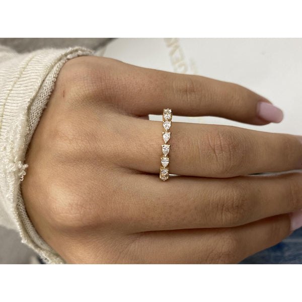 Diamond Half Eternity Band 0.45 Carat Yellow Gold 14K