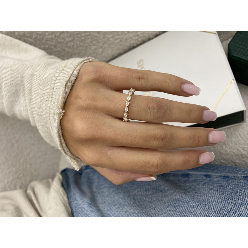 Diamond Half Eternity Band 0.45 Carat Yellow Gold 14K