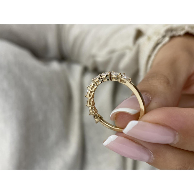 Diamond Half Eternity Band 0.45 Carat Yellow Gold 14K