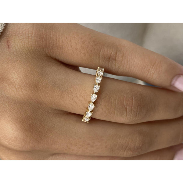 Diamond Half Eternity Band 0.45 Carat Yellow Gold 14K