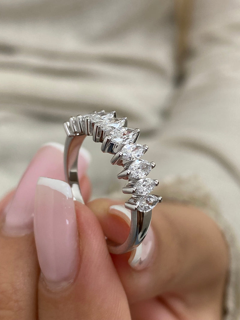 Diamond Stackable Ring 0.88 Carat White Gold 14K