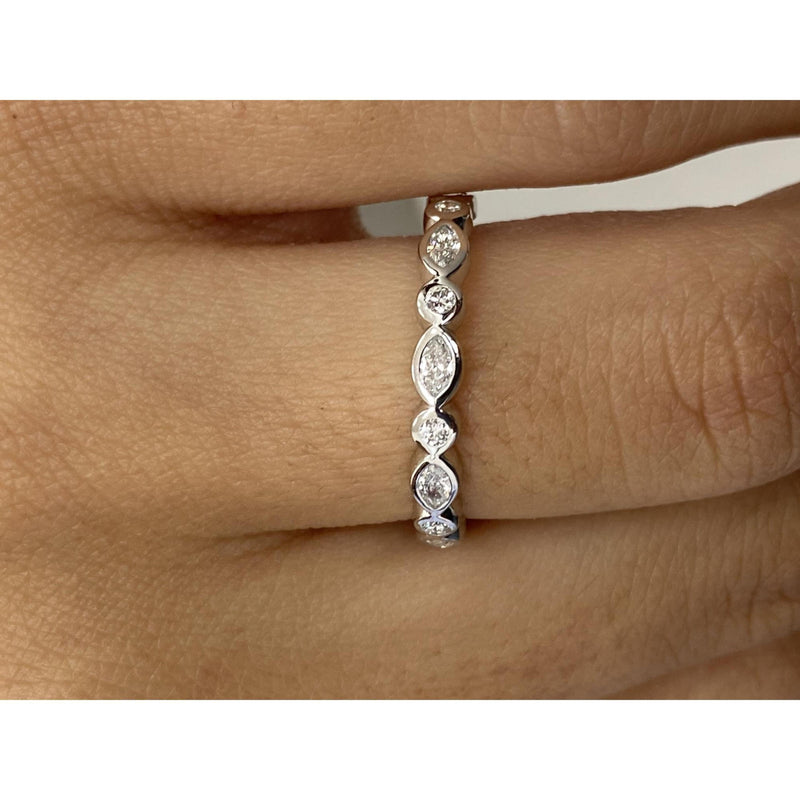 Diamond Half Eternity Band 0.30 Carat White Gold 14K