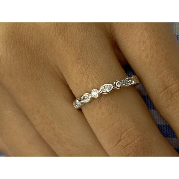 Diamond Half Eternity Band 0.30 Carat White Gold 14K