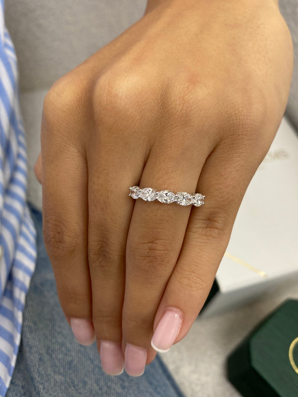 Diamond 5 Stones Ring 1.20 Carat White Gold 14K