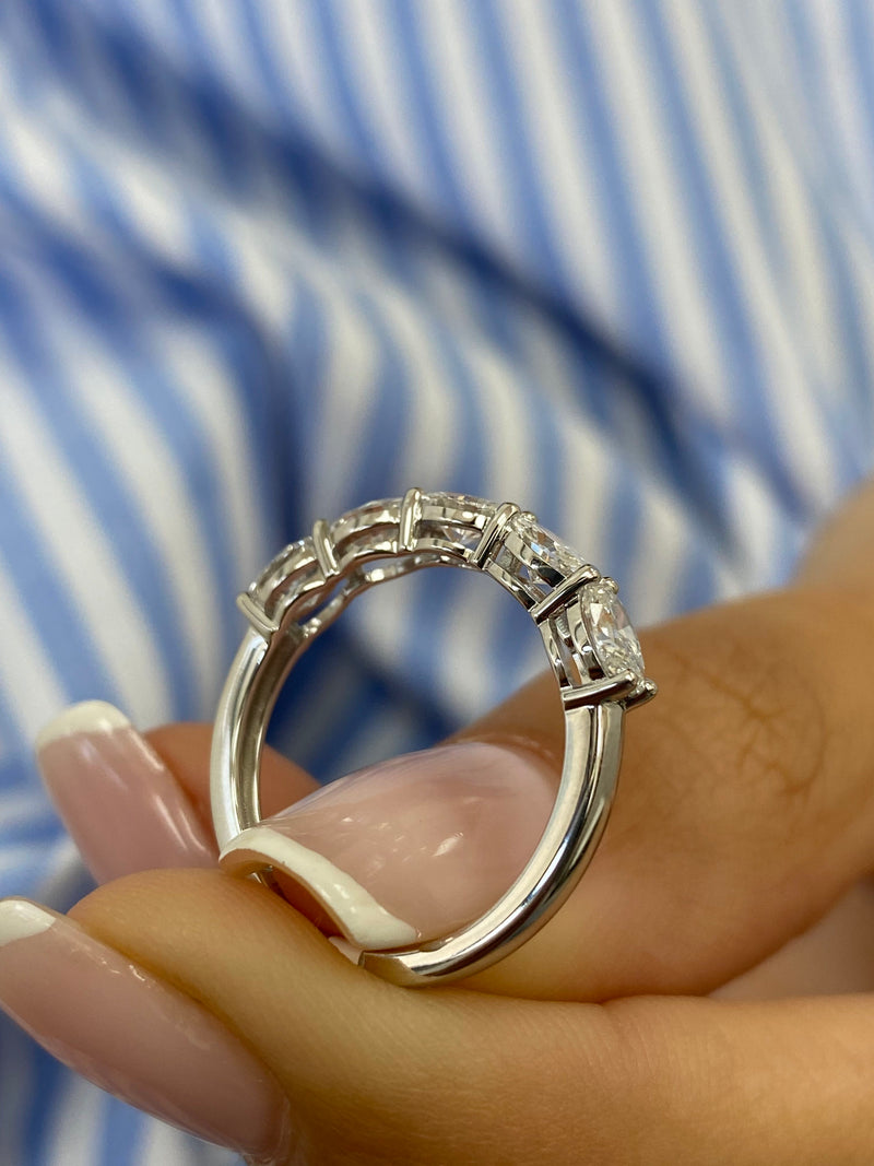 Diamond 5 Stones Ring 1.20 Carat White Gold 14K