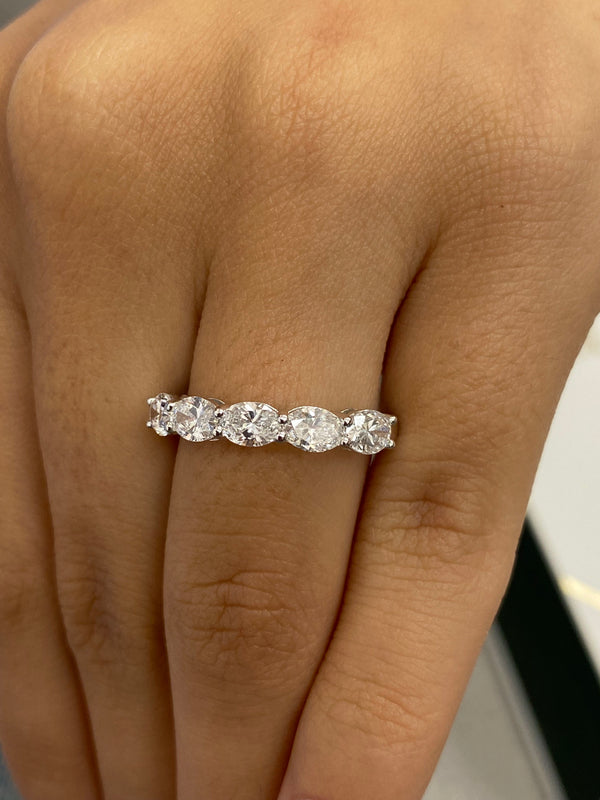 Diamond 5 Stones Ring 1.20 Carat White Gold 14K