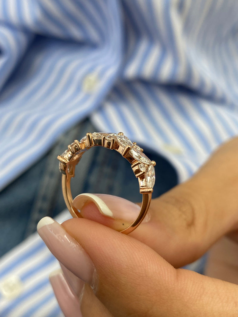 Diamond Half Eternity Band 1.41 Carat Rose Gold 14K