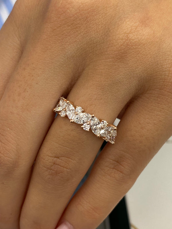 Diamond Half Eternity Band 1.41 Carat Rose Gold 14K