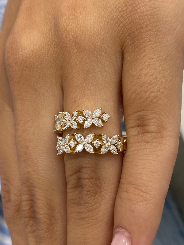 Diamond Wrap Ring 1.09 Carat Yellow Gold 14K
