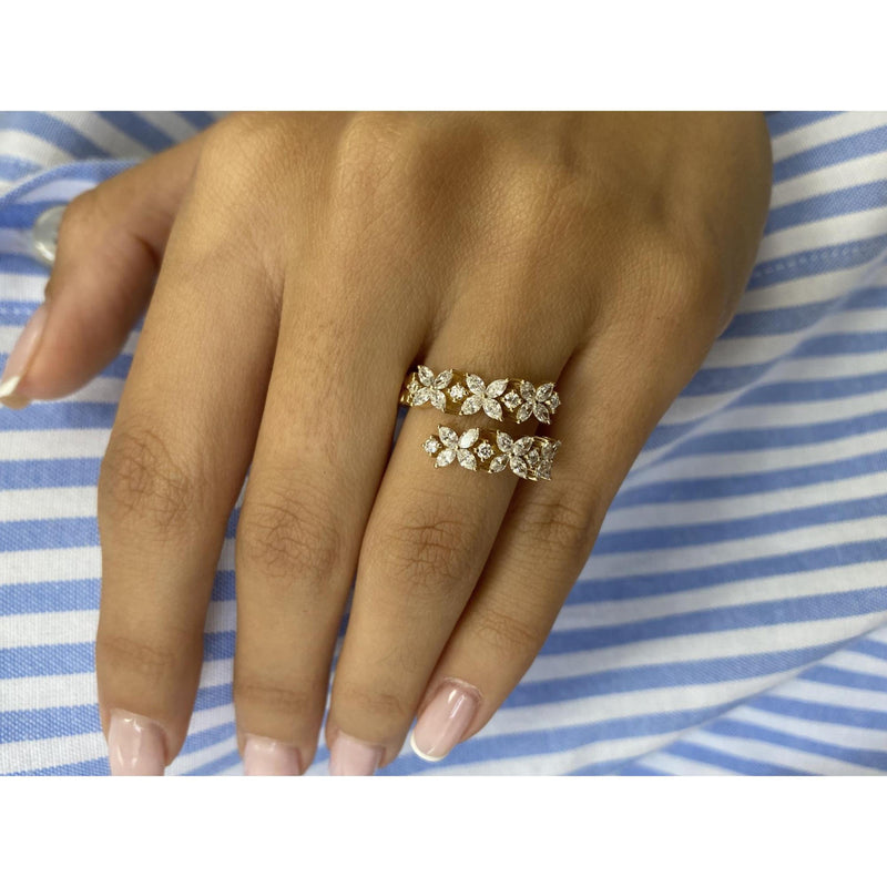 Diamond Wrap Ring 1.09 Carat Yellow Gold 14K