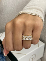 Diamond Wide Ring 1.58 Carat Yellow Gold 14K