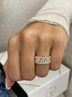 Diamond Wide Ring 1.58 Carat Yellow Gold 14K