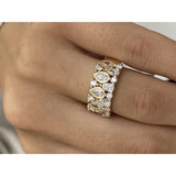 Diamond Wide Ring 1.58 Carat Yellow Gold 14K