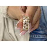 Diamond Wide Ring 1.58 Carat Yellow Gold 14K