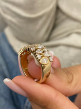 Diamond Wide Ring 1.58 Carat Yellow Gold 14K