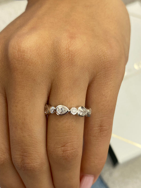 Diamond Half Eternity Band 0.79 Carat White Gold 14K