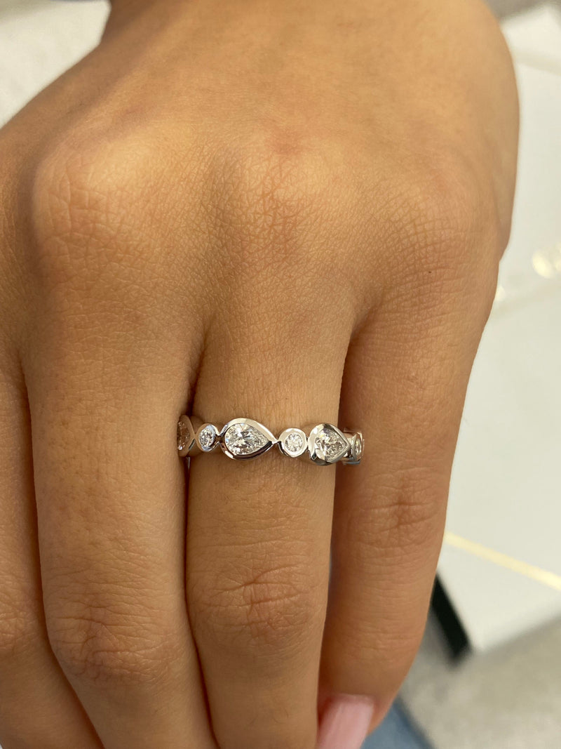 Diamond Half Eternity Band 0.79 Carat White Gold 14K