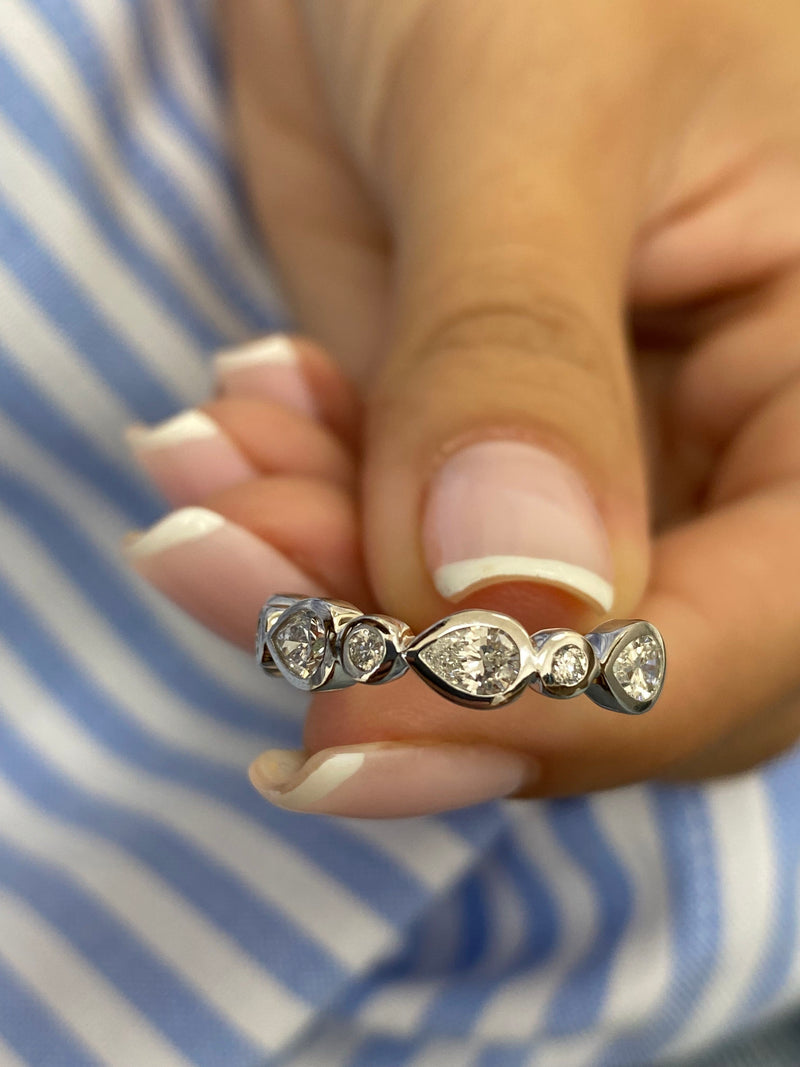 Diamond Half Eternity Band 0.79 Carat White Gold 14K