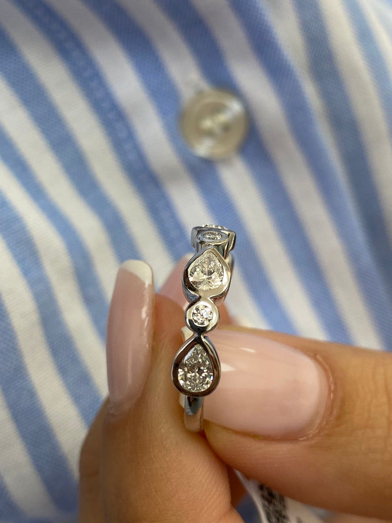 Diamond Half Eternity Band 0.79 Carat White Gold 14K