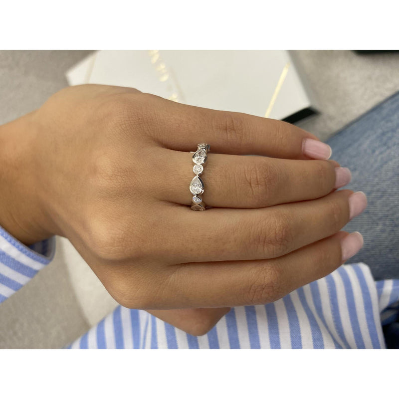 Diamond Half Eternity Band 0.79 Carat White Gold 14K