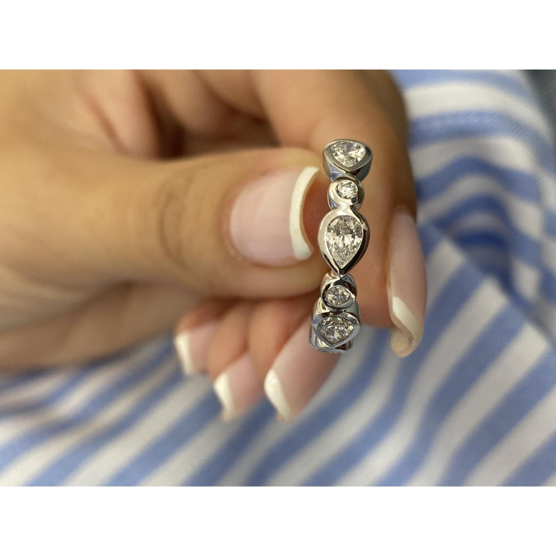 Diamond Half Eternity Band 0.79 Carat White Gold 14K