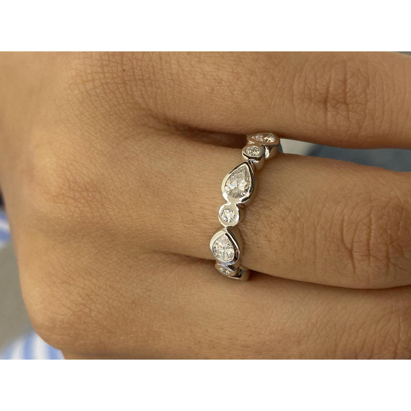 Diamond Half Eternity Band 0.79 Carat White Gold 14K