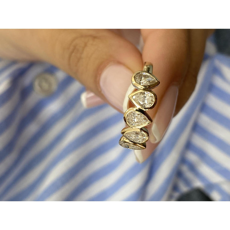 Diamond 5 Stones Ring 1.18 Carat Yellow Gold 14K