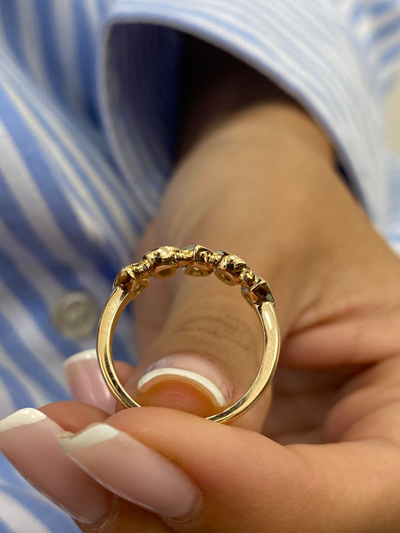 Diamond 5 Stones Ring 1.18 Carat Yellow Gold 14K