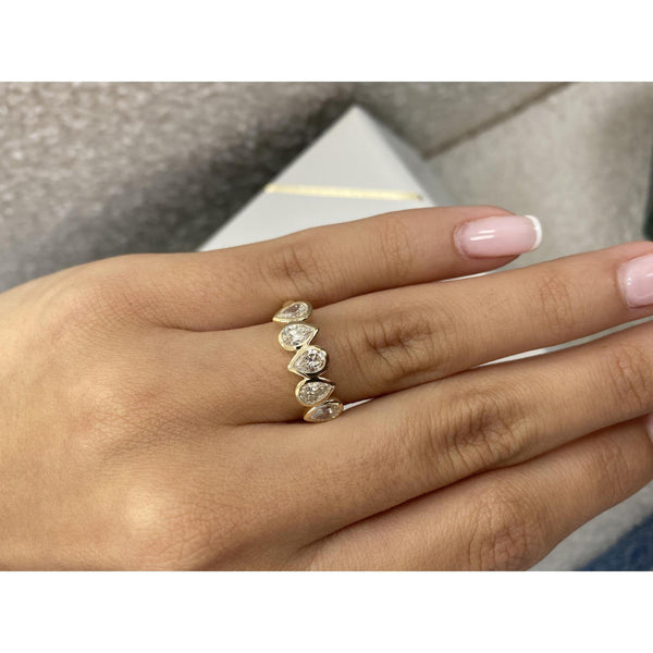 Diamond 5 Stones Ring 1.18 Carat Yellow Gold 14K