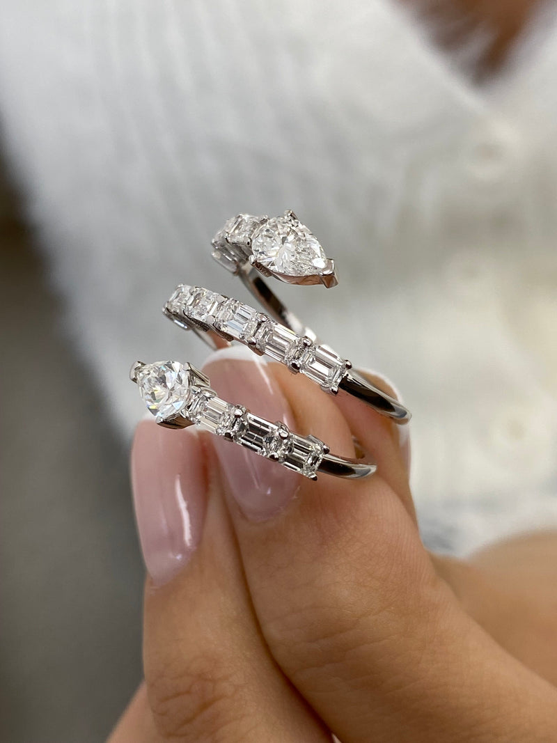 Diamond Wrap Ring 2.46 Carat White Gold 14K