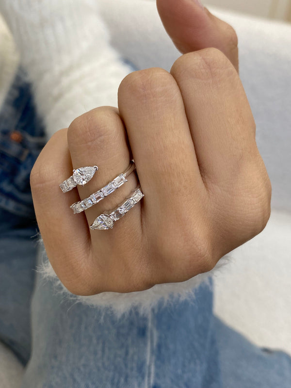 Diamond Wrap Ring 2.46 Carat White Gold 14K