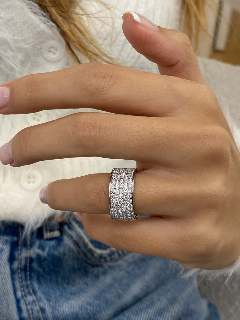Diamond Dome Ring 1.26 Carat White Gold 14K