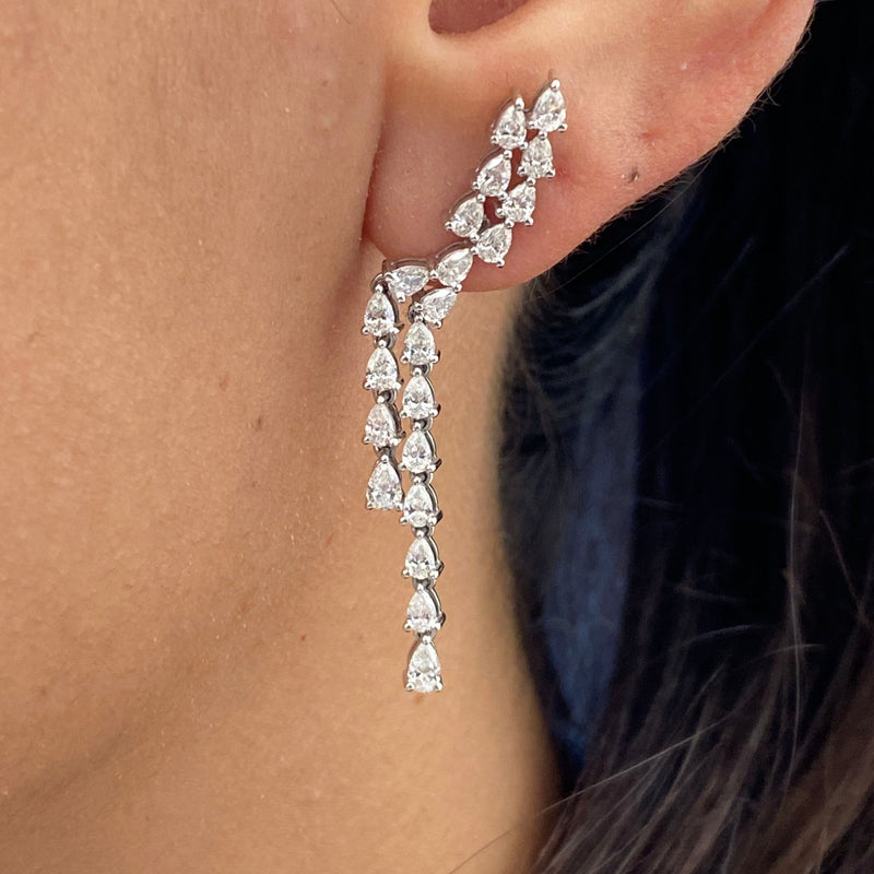 Diamond Drop Earrings 2.19 Carat White Gold 14K