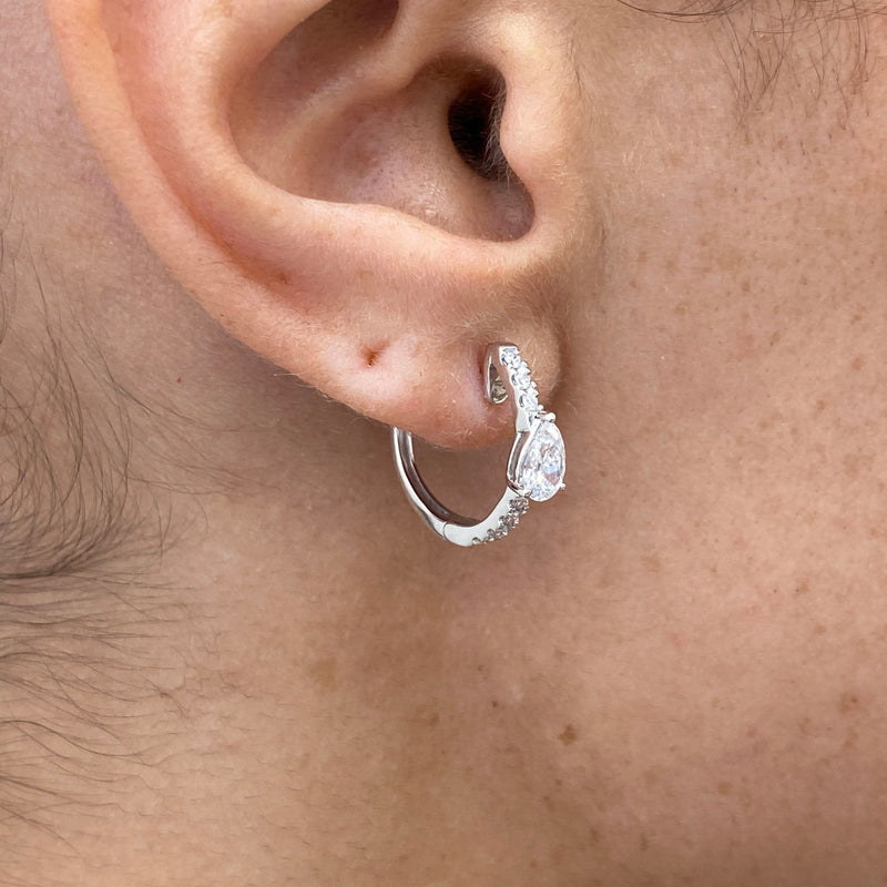 Diamond Hoop Earrings 1.01 ct White Gold