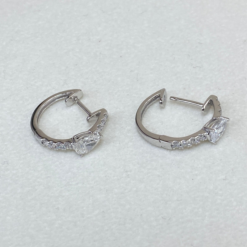 Diamond Hoop Earrings 1.01 ct White Gold