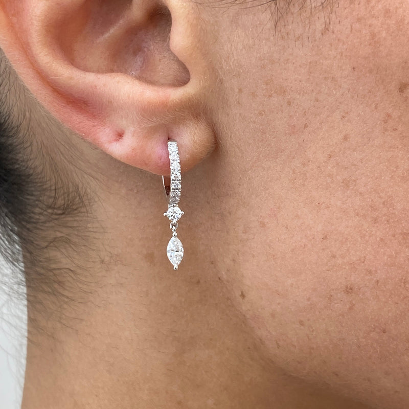 Diamond Dangle Earrings 0.6 ct White Gold