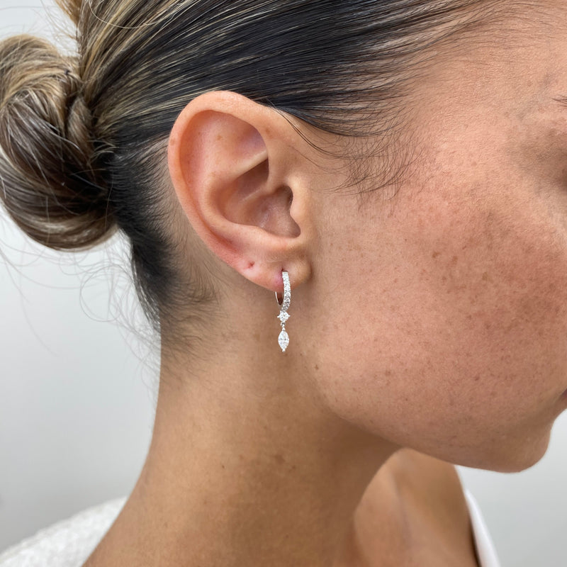 Diamond Dangle Earrings 0.6 ct White Gold