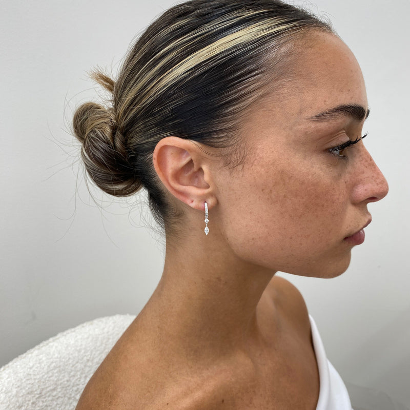 Diamond Dangle Earrings 0.6 ct White Gold