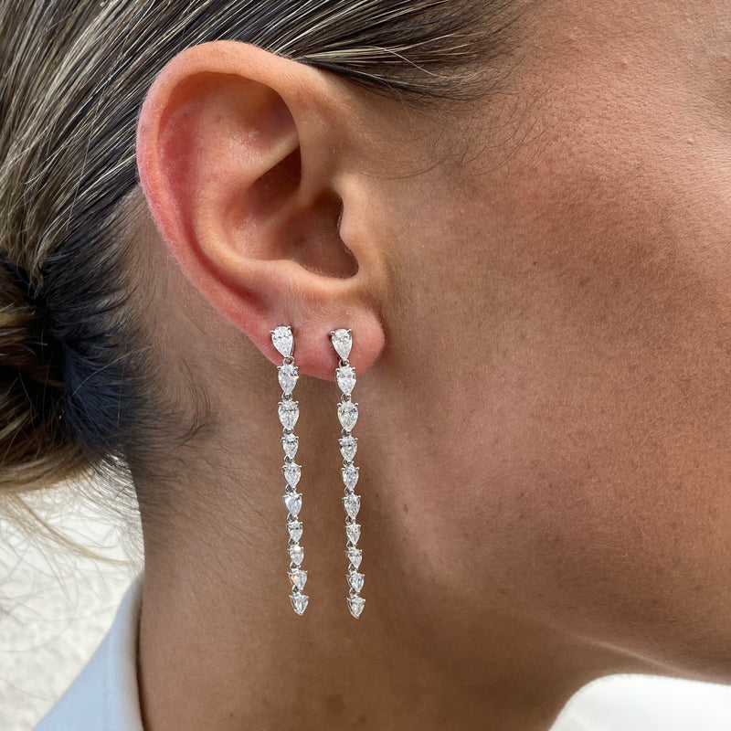 Diamond Drop Earrings 4.24 Carat White Gold 14K
