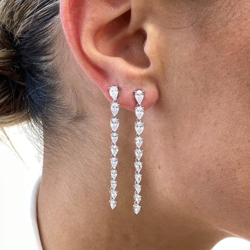Diamond Drop Earrings 4.24 Carat White Gold 14K
