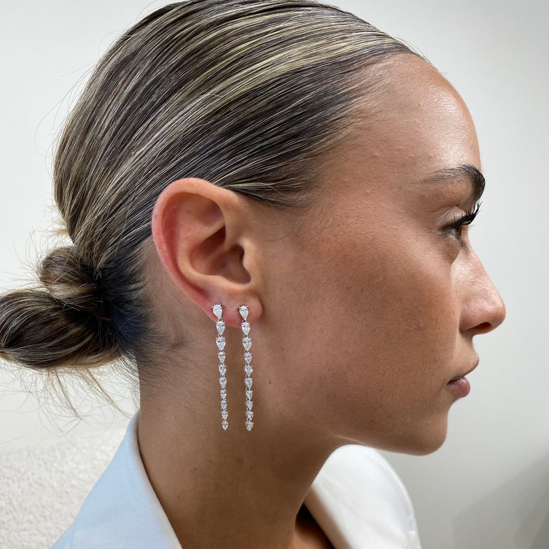 Diamond Drop Earrings 4.24 Carat White Gold 14K