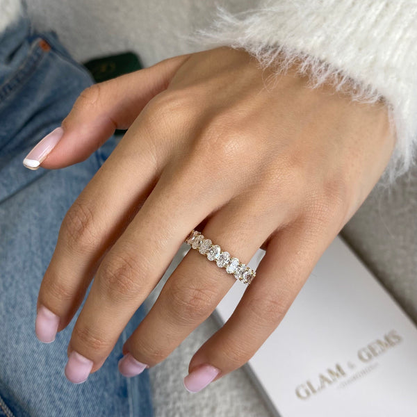 Diamond Eternity Ring 4.06 Carat Yellow Gold 14K