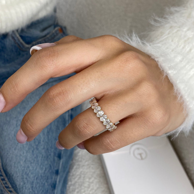 Diamond Eternity Ring 4.06 Carat Yellow Gold 14K