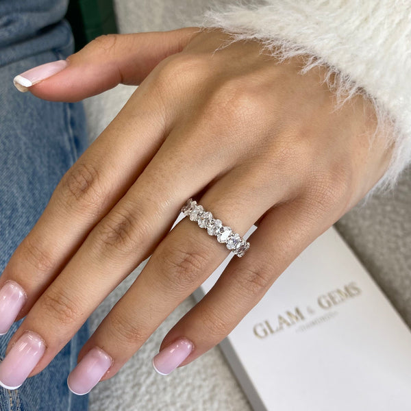 Diamond Eternity Ring 4.12 Carat White Gold 14K