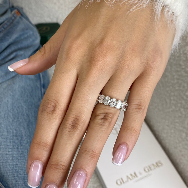 Diamond Eternity Ring 6.31 Carat White Gold 14K