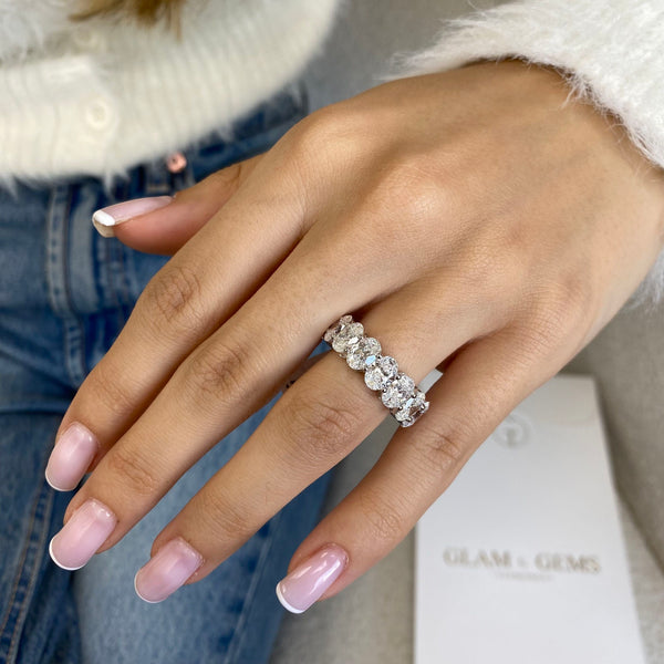 Diamond Eternity Ring 8.58 Carat White Gold 14K