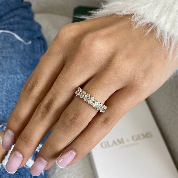 Diamond Eternity Ring 3.88 Carat Yellow Gold 14K